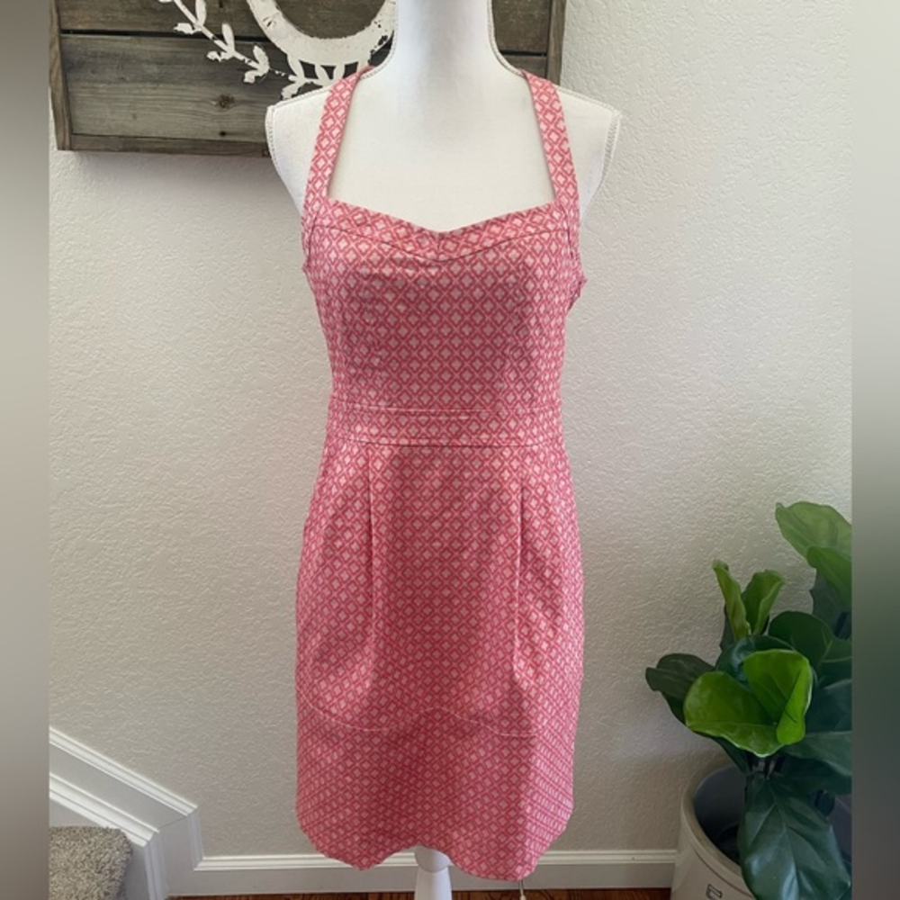 Nanette Lepore pink pattered sleeveless party dress size 10